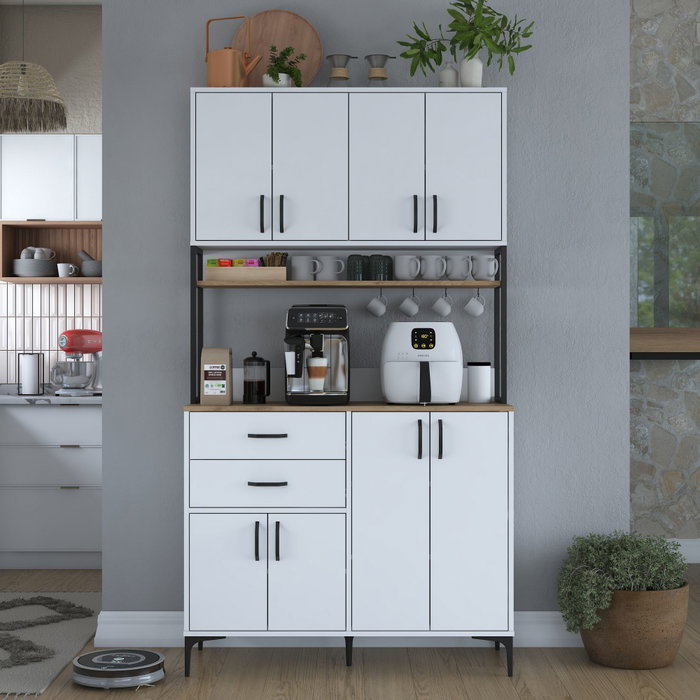 Hanah Home Armario Multiusos Blanco y Nogal JE213 - 4053
